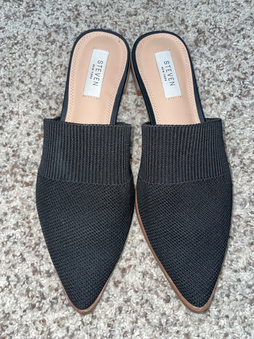 STEVEN by Steve Madden Black Knit Pointed Toe Slip-On Mule